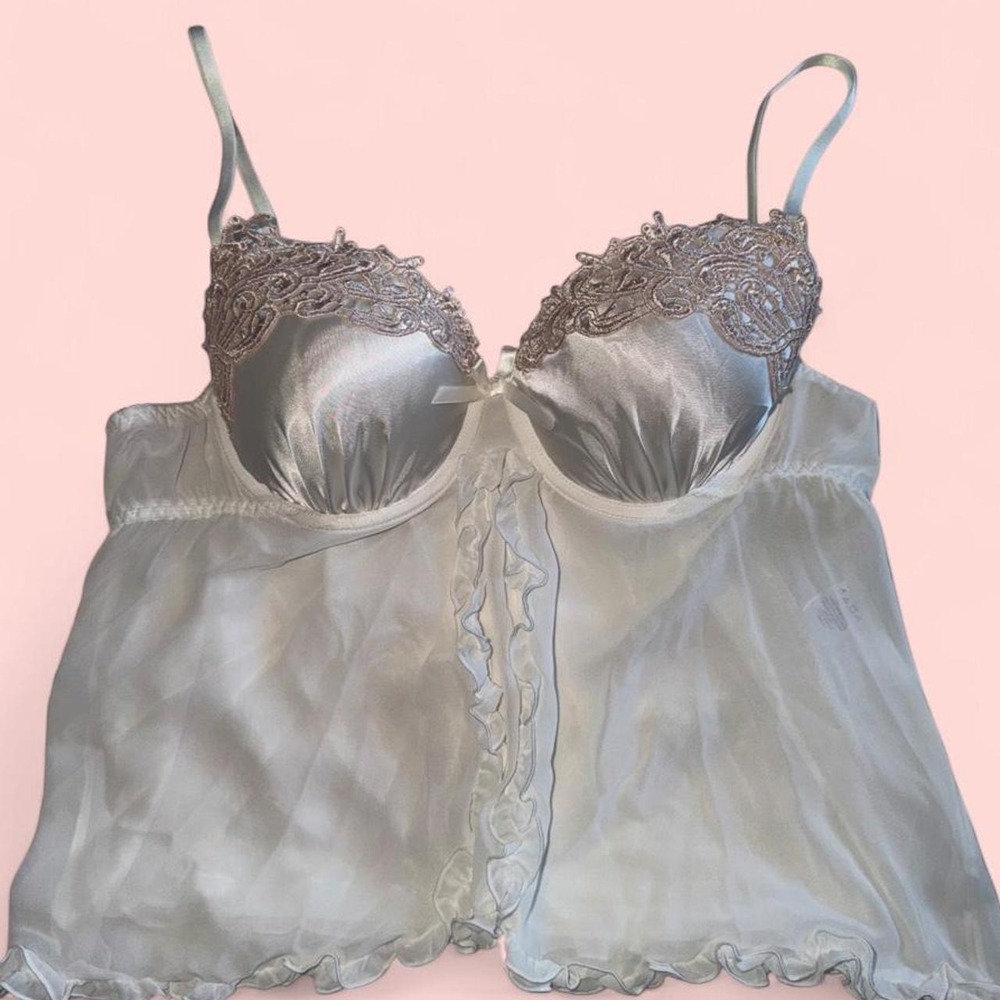 Linea Donatella ivory bridal babydoll lingerie Romanticembroidered NWT